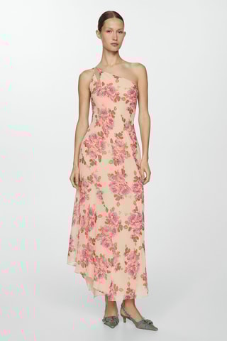 Robe asymétrique florale - Écru