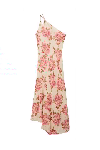 Robe asymétrique florale - Écru