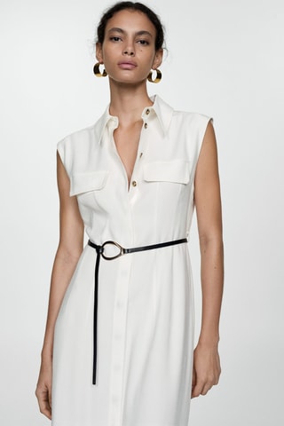 Robe chemisier ceinture - Blanc