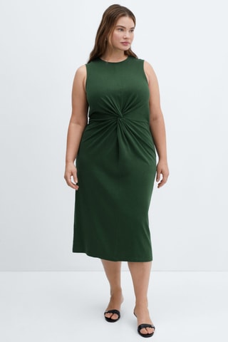 Robe midi détail drapé - Vert