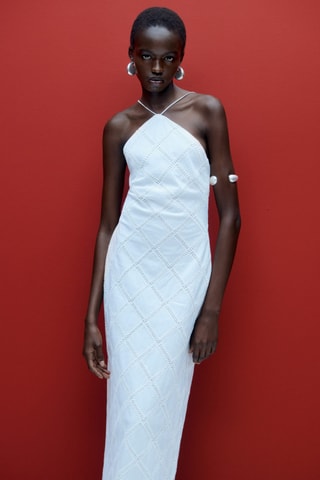 Robe brodée emmanchures américaines - Blanc