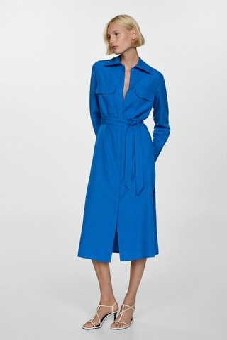 Robe chemisier nœud - Bleu