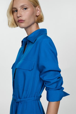 Robe chemisier nœud - Bleu