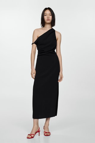 Robe col asymétrique - Noir
