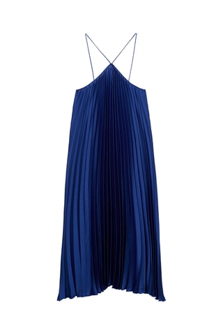 Robe plissée emmanchures américaines - Bleu