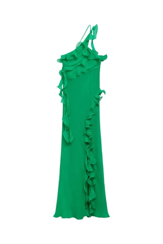 Robe asymétrique volantée - Vert