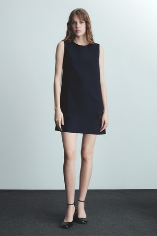 Robe courte boutons décoratifs - Bleu nuit