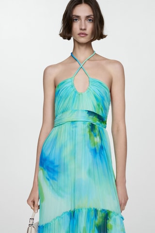 Robe imprimée à emmanchures américaines - Turquoise