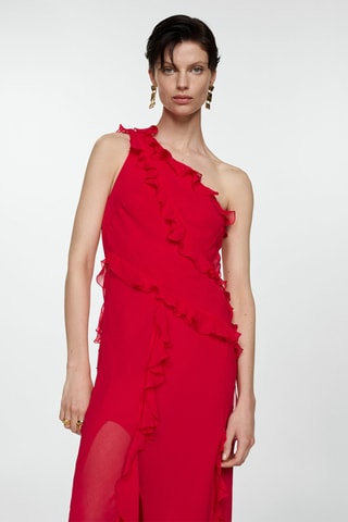 Robe asymétrique volants - Rouge