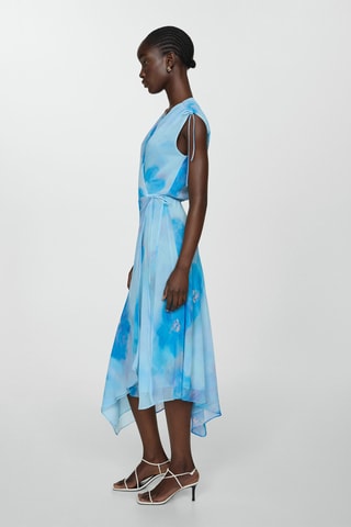 Robe cache-cœur imprimée - Bleu