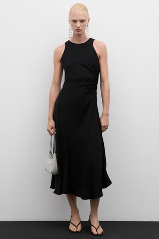 Robe midi détail drapé - Noir