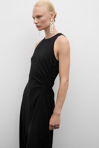 Robe midi détail drapé - Noir