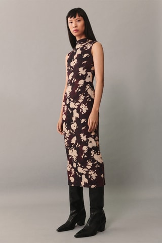 Robe midi imprimée - Bordeaux
