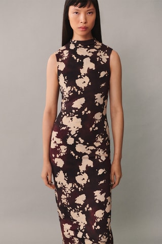 Robe midi imprimée - Bordeaux