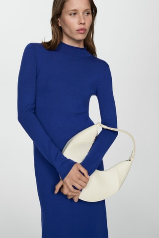Robe maille col montant - Bleu