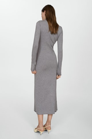 Robe maille col montant - Gris