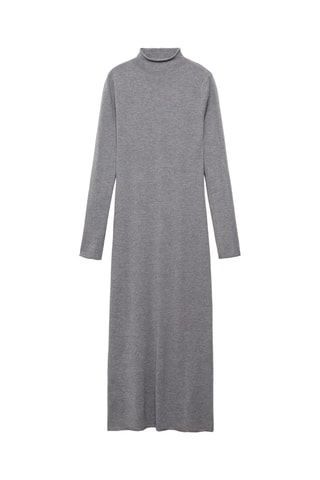 Robe maille col montant - Gris