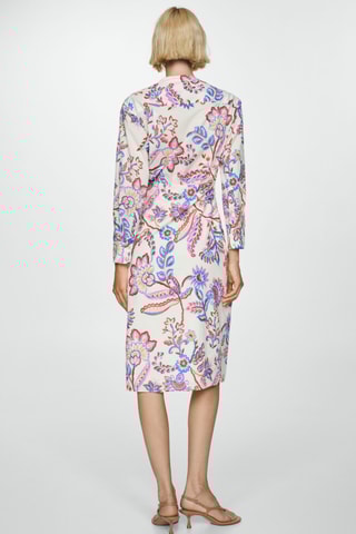 Robe en imprimé fleuri nœud - Écru et rose