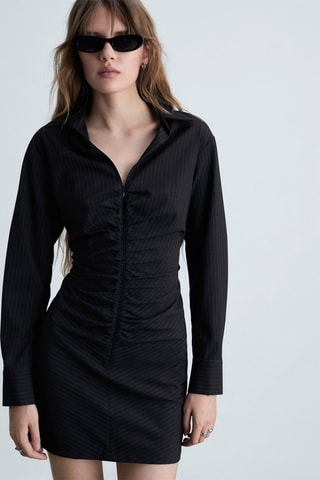 Robe froncée fermeture éclair - Bleu nuit