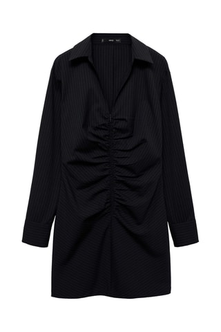 Robe froncée fermeture éclair - Bleu nuit