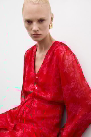 Robe en imprimé fleuri nœud - Rouge