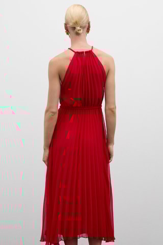 Robe plissée ceinture - Rouge