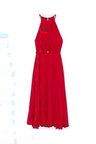 Robe plissée ceinture - Rouge