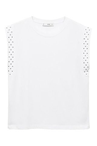 T-shirt sans manches clouté - Blanc