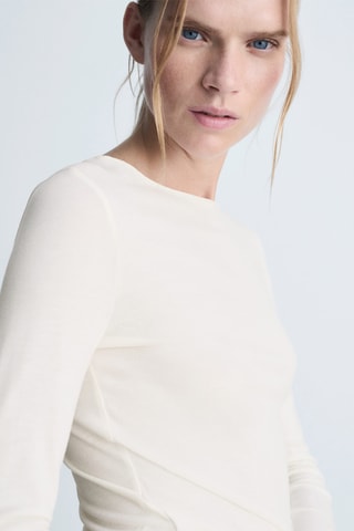 T-shirt col bateau manches longues - Blanc