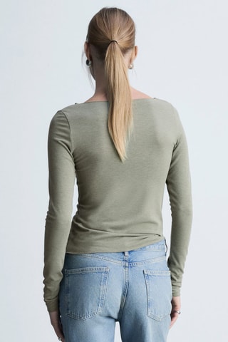 T-shirt col bateau manches longues - Kaki