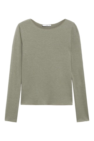 T-shirt col bateau manches longues - Kaki
