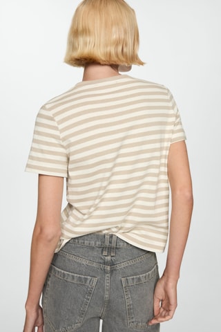 T-shirt coton à rayures - Beige