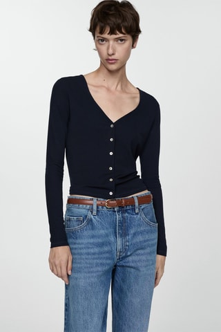 T-shirt Lyocell boutons - Bleu nuit