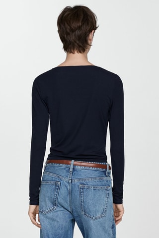 T-shirt Lyocell boutons - Bleu nuit