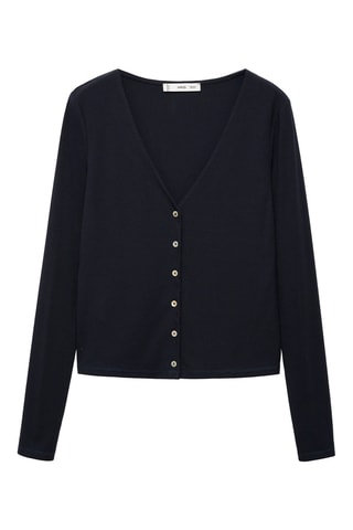 T-shirt Lyocell boutons - Bleu nuit