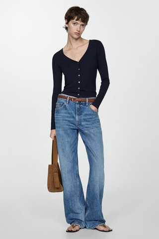 T-shirt Lyocell boutons - Bleu nuit