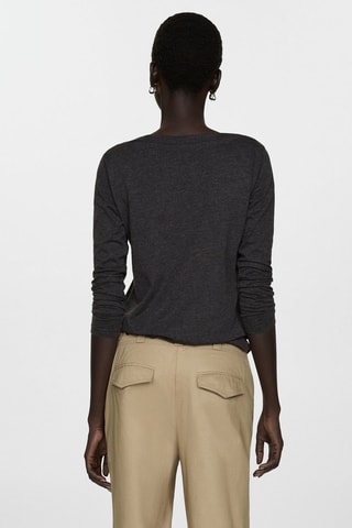 T-shirt col bateau manches longues - Gris