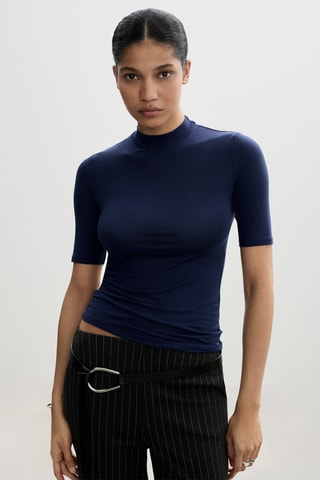 T-shirt manches courtes maille - Bleu