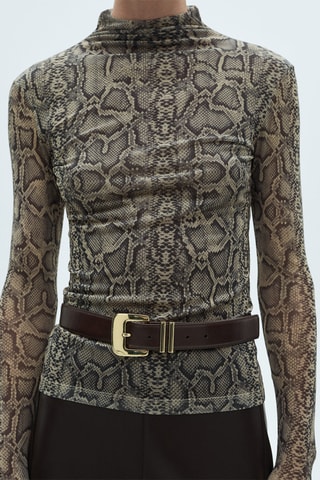 T-shirt serpent col montant - Gris