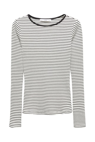 T-shirt à rayures côtelé - Blanc