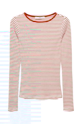 T-shirt à rayures côtelé - Blanc