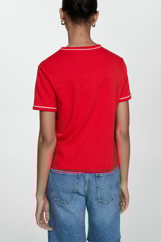 T-shirt 100% coton liserés contrastants - Rouge