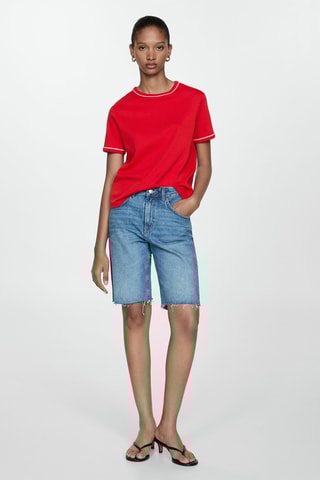 T-shirt 100% coton liserés contrastants - Rouge