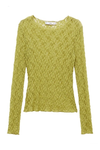 T-shirt dentelle col rond - Vert