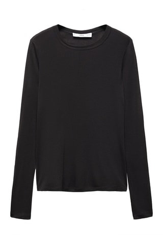 T-shirt manches longues col rond - Noir