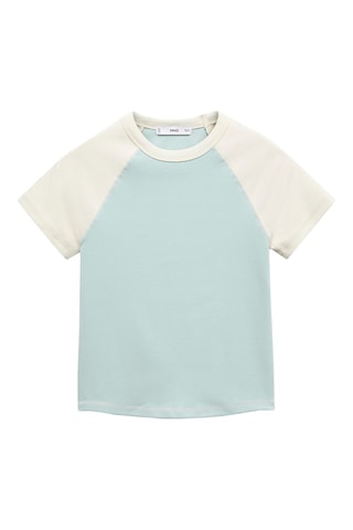 T-shirt coton bicolore - Bleu clair