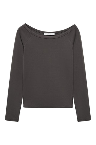 T-shirt col bateau coton - Gris