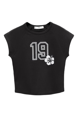 T-shirt crop imprimé - Noir