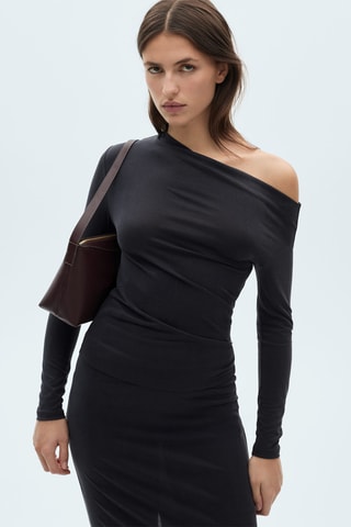 T-shirt asymétrique manches longues - Bleu nuit