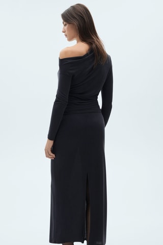 T-shirt asymétrique manches longues - Bleu nuit